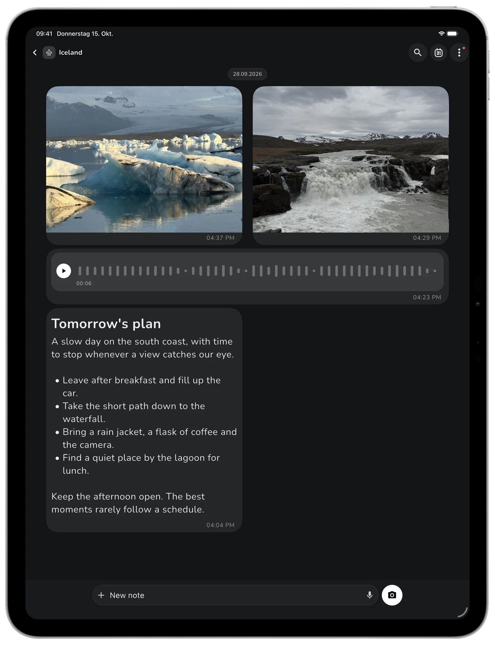 Lognote · iPad · Photos & voice memos