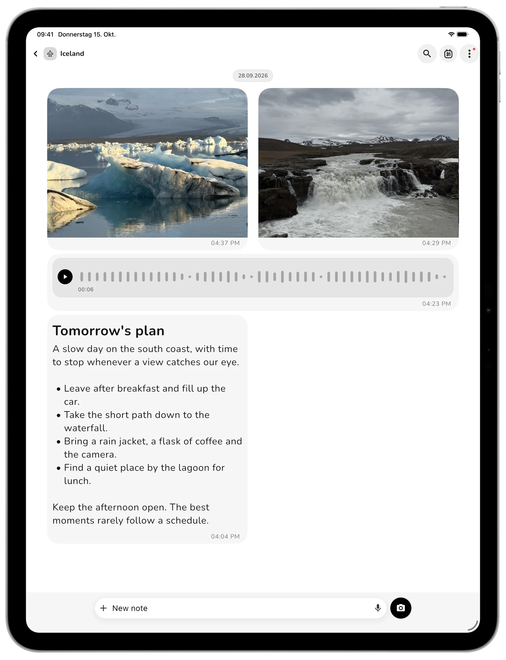 Lognote · iPad · Photos & voice memos