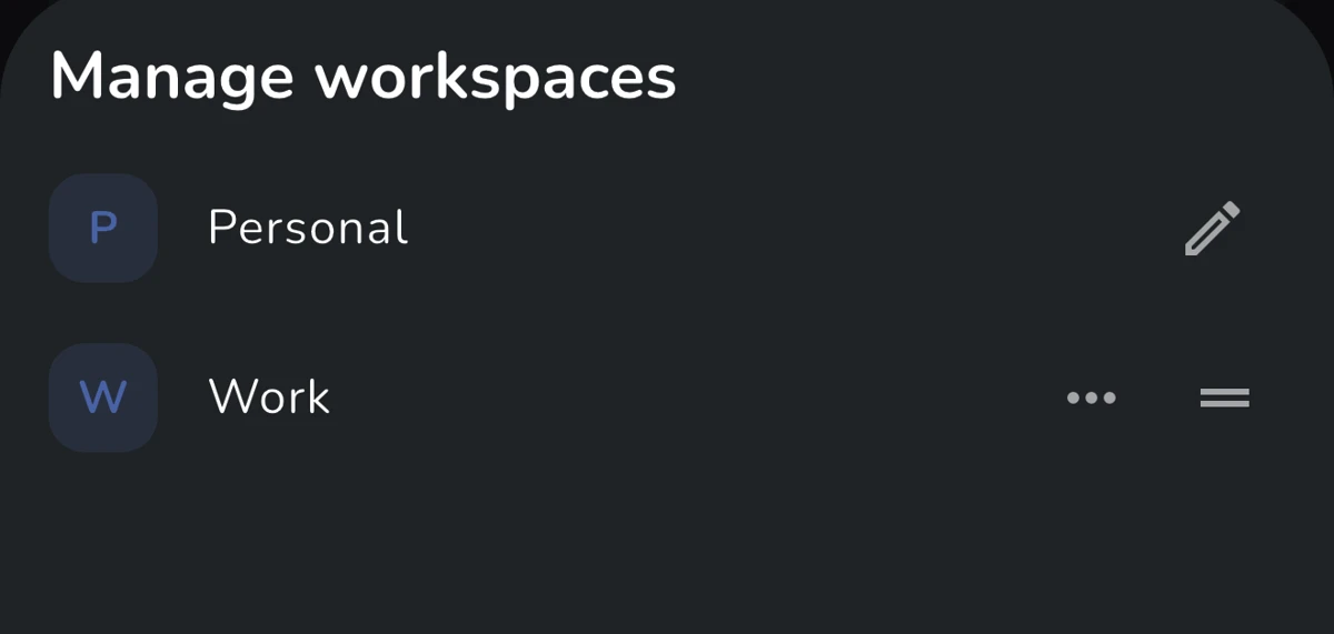 Workspace-Verwaltung auf dem iPhone