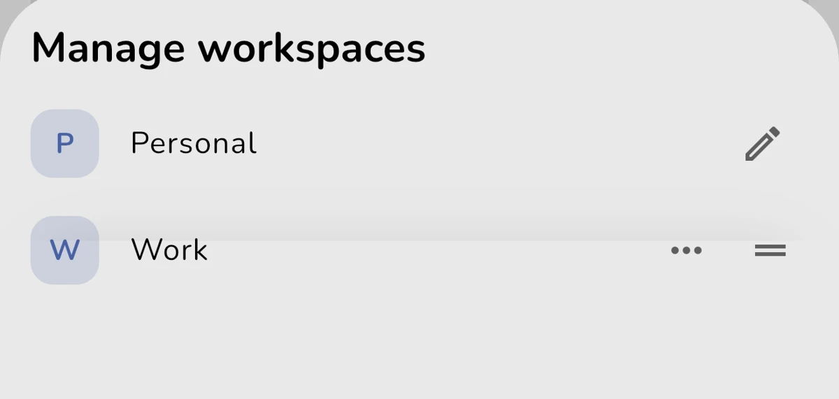 Workspace-Verwaltung auf dem iPhone