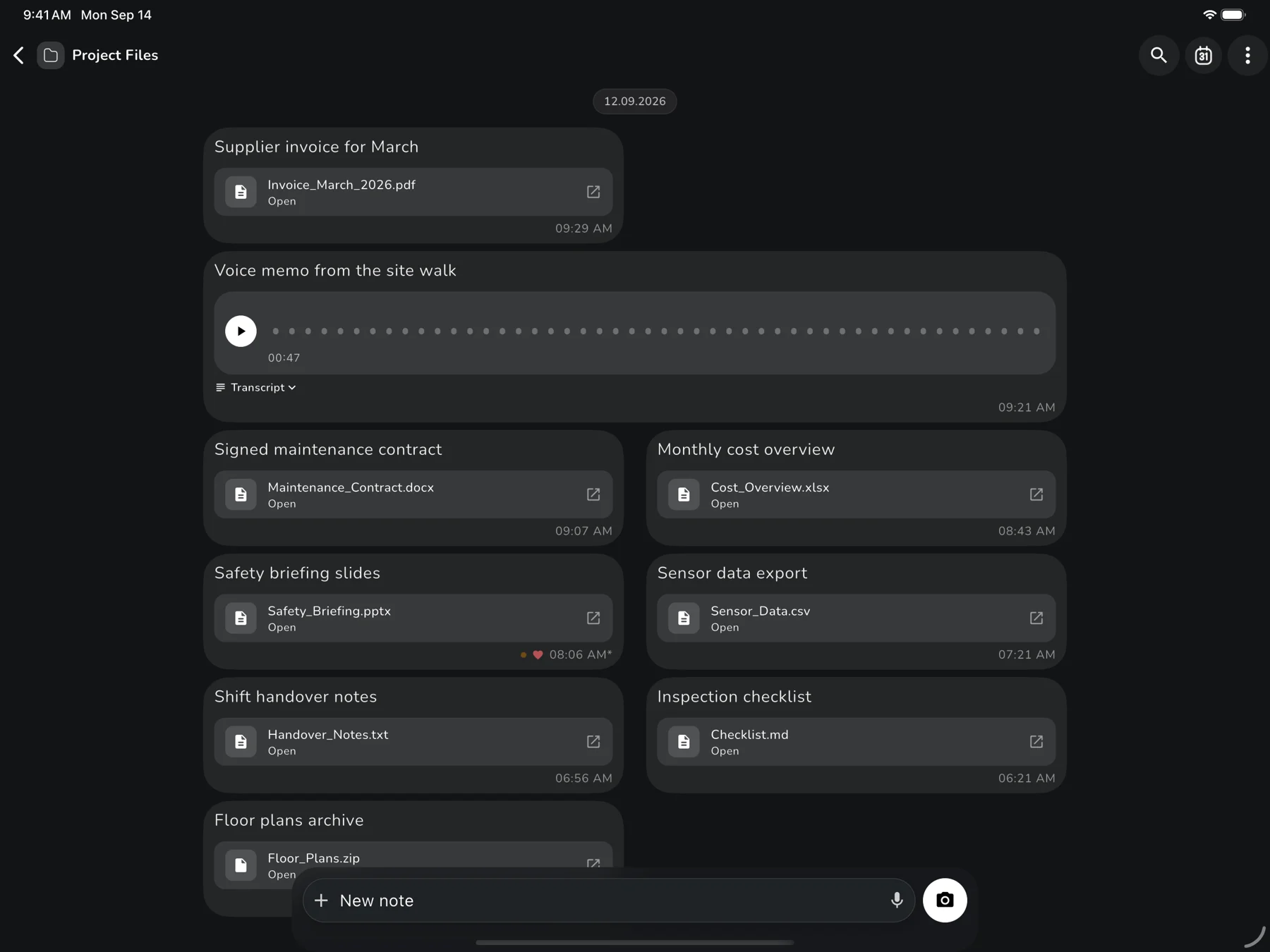 Files and voice memos