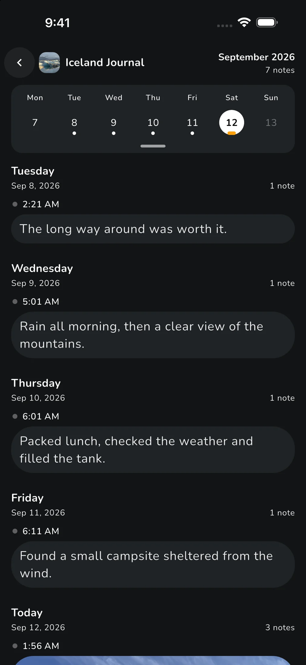 Calendar view