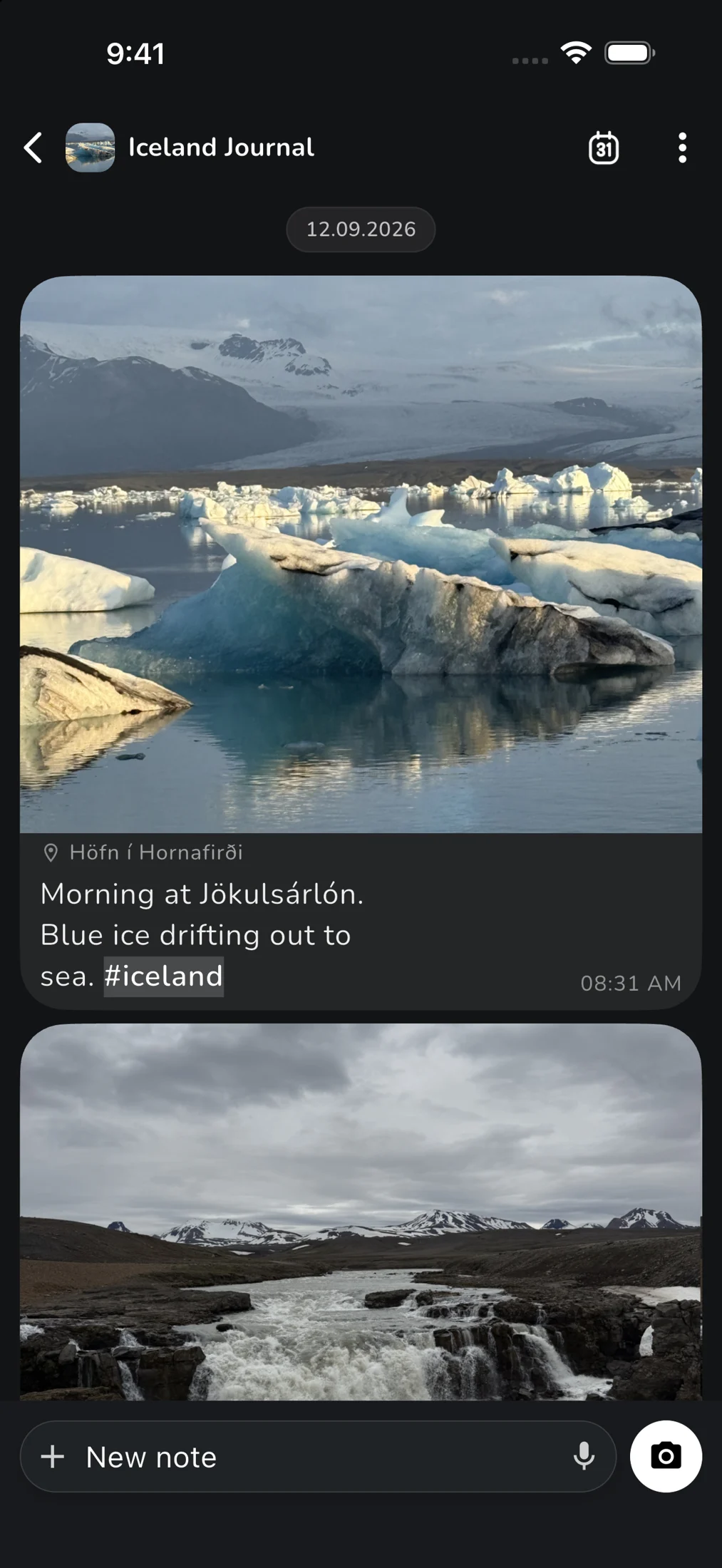 Notizen mit Fotos und Zeitstempeln