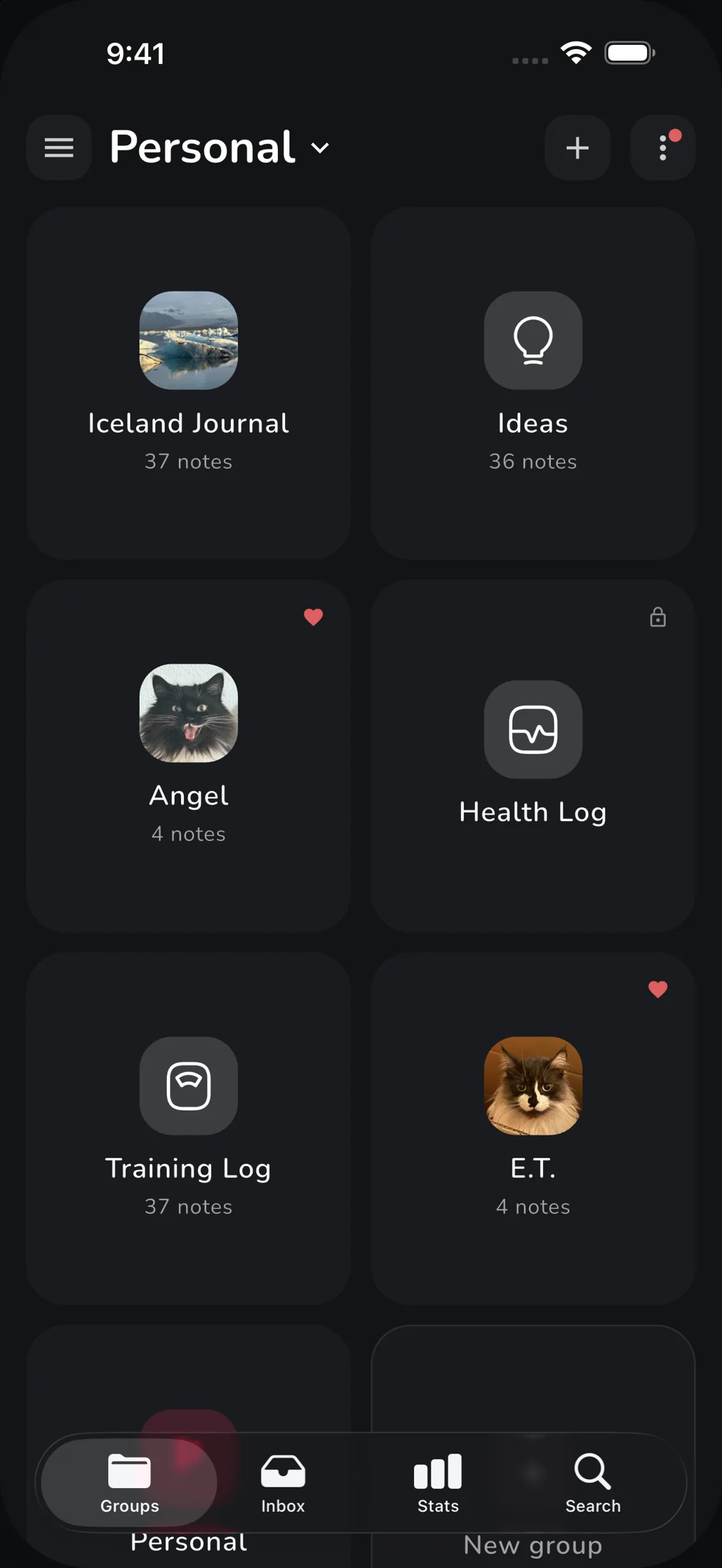 Groups in the active workspace