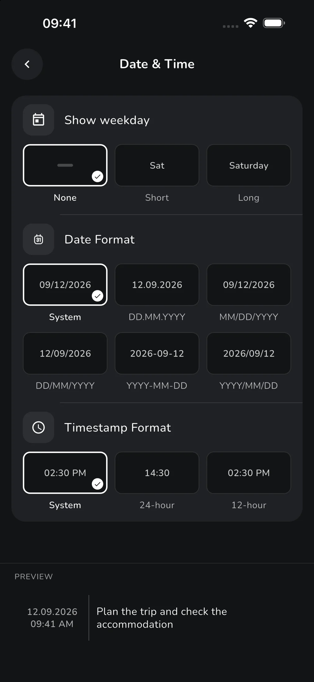 V6 date and time settings