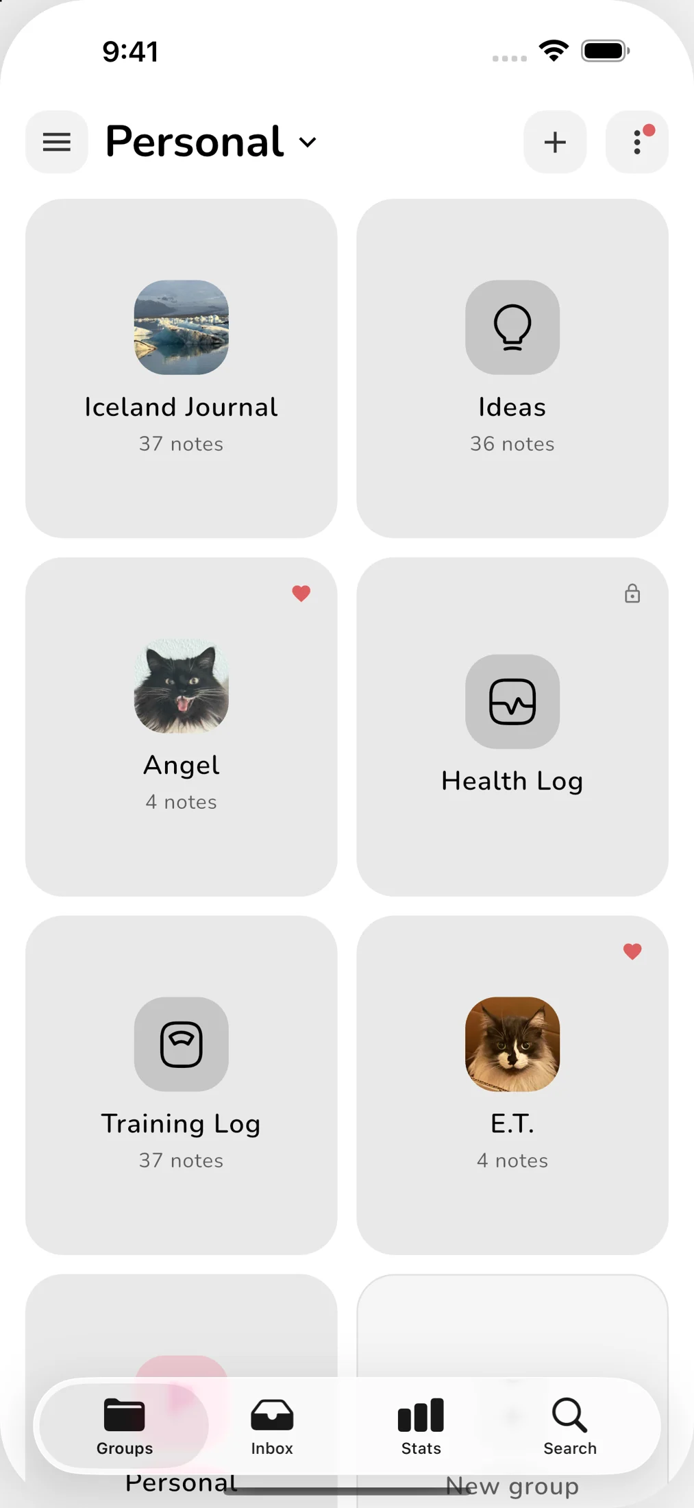 Groups in the active workspace