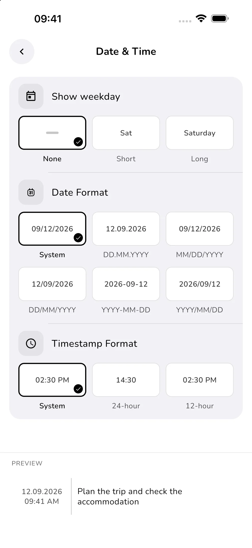 V6 date and time settings