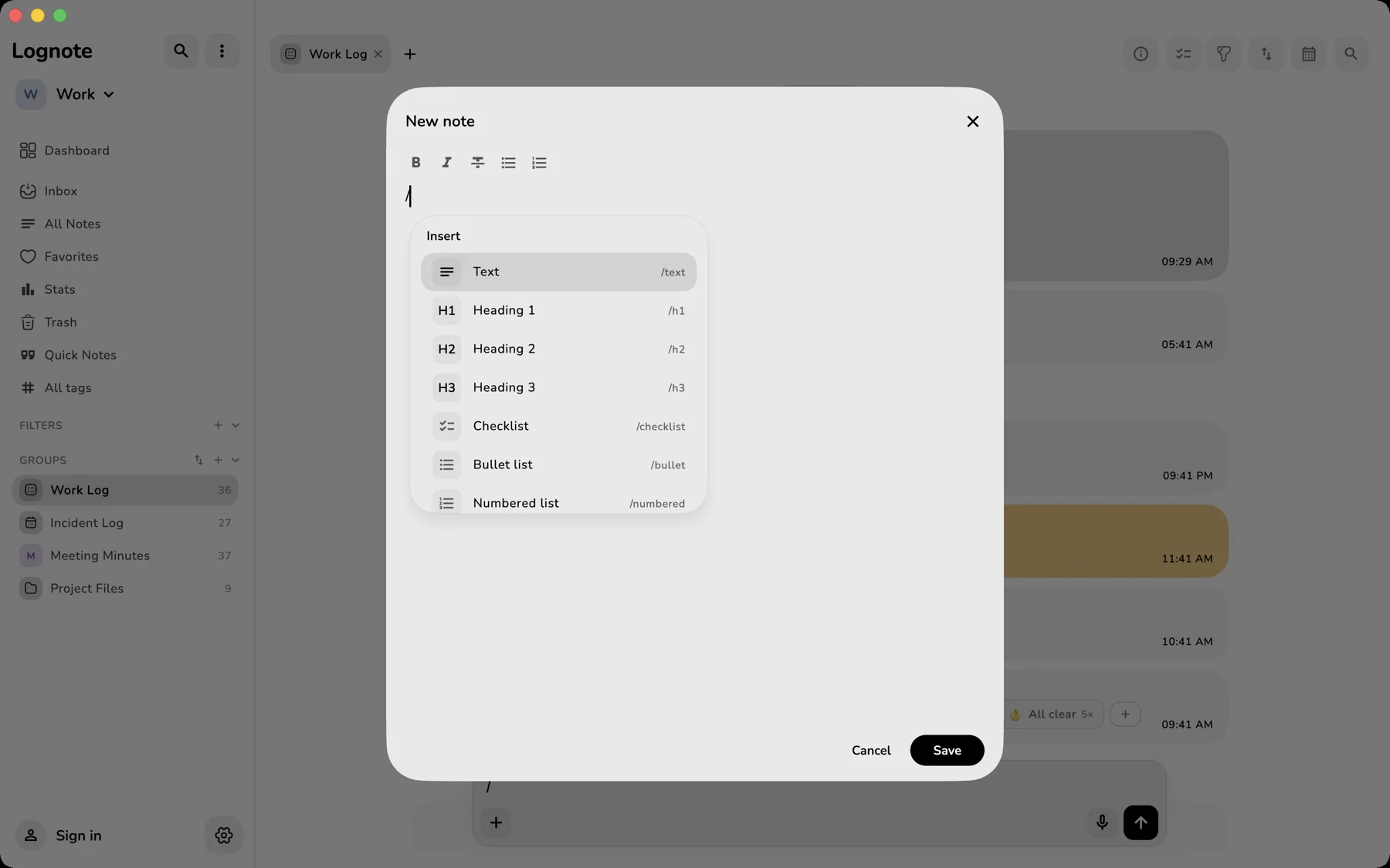 Befehlsmenü im Mac-Editor
