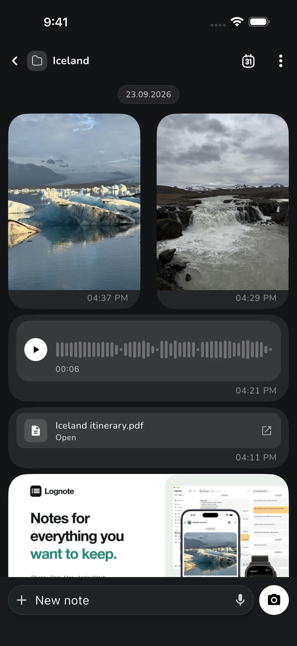 Files and voice memos in Bubbles