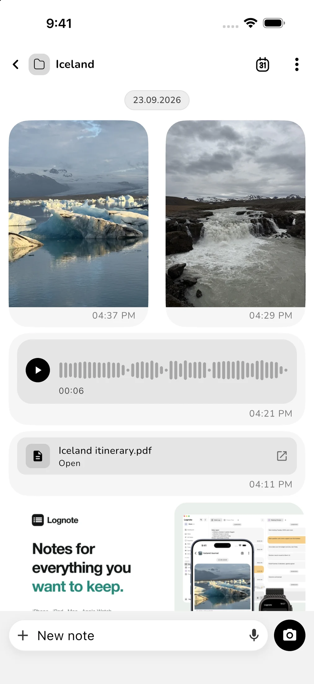 Files and voice memos in Bubbles