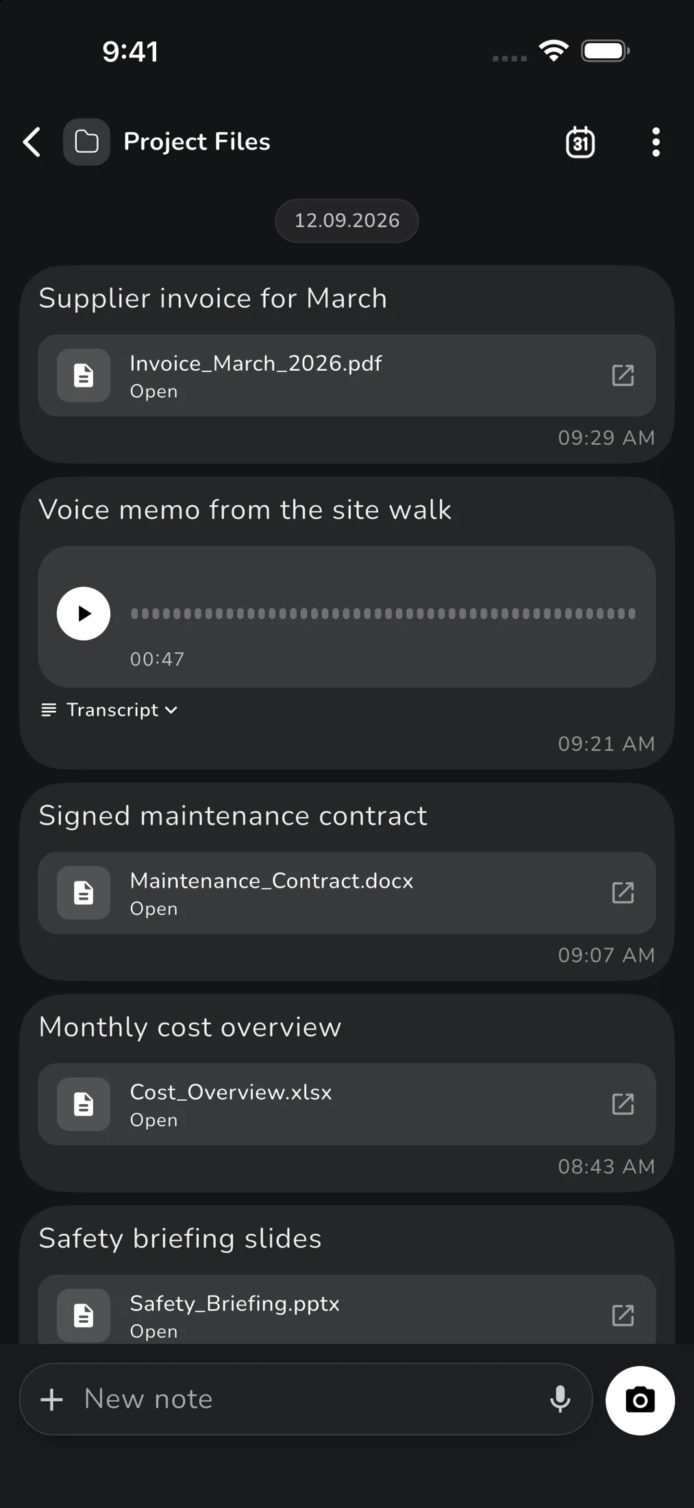Files and voice memos in Bubbles
