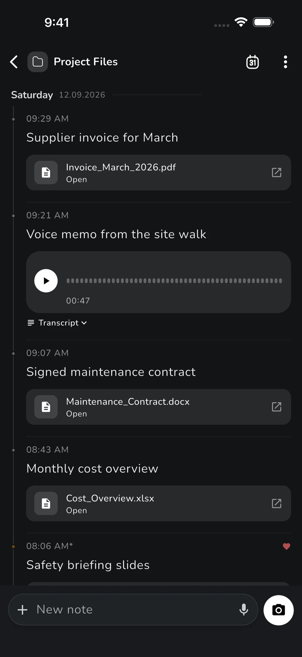 The same files and voice memos in Journal