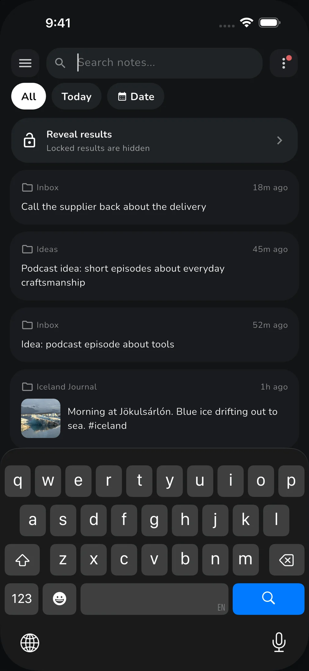 Search in Lognote