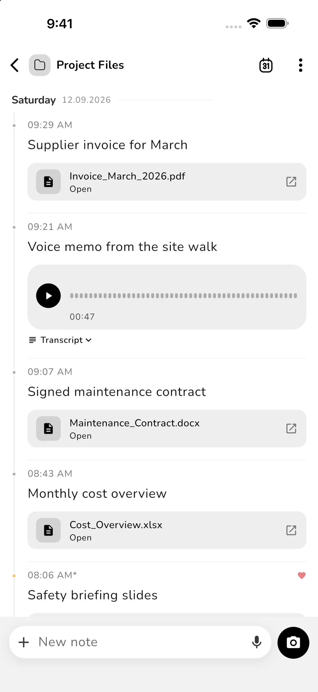 The same files and voice memos in Journal